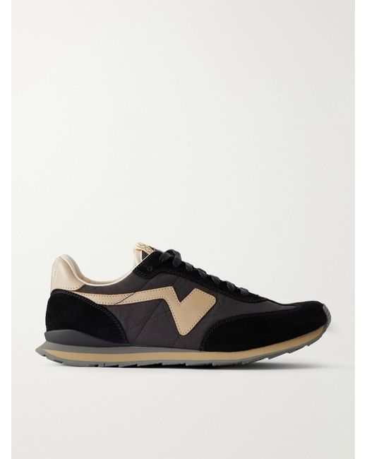 Visvim Black Fkt Runner Leather And Suede-Trimmed Canvas Sneakers for men
