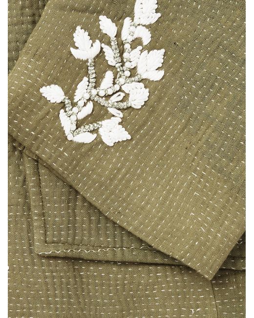Kartik Research Green Double-Breasted Embellished Embroidered Kantha Cotton Blazer for men