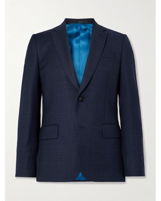 Paul Smith Blue Soho Prince Of Wales Checked Wool Suit Jacket for men