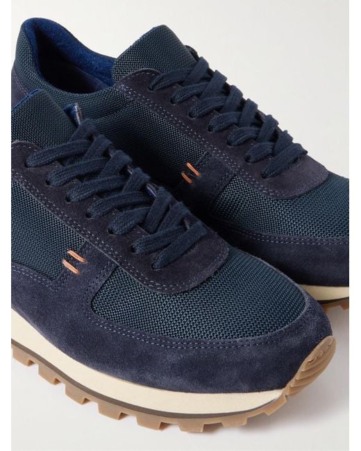 Mr P. Blue Carlos Suede And Mesh Sneakers for men