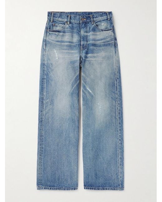 Céline Blue Wide-Leg Distressed Jeans for men