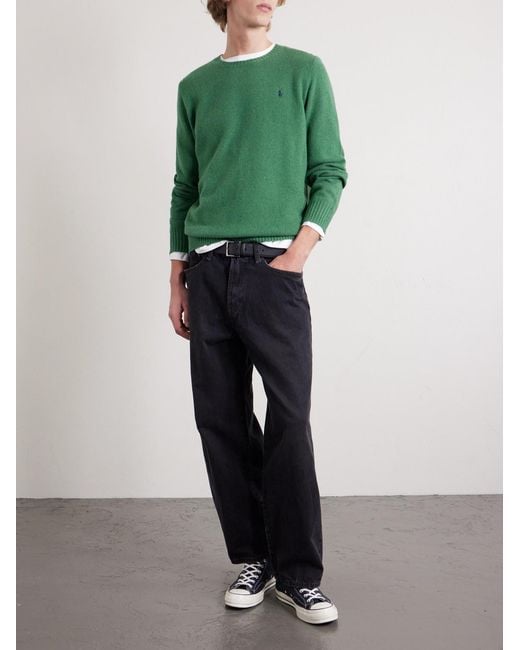 Polo Ralph Lauren Green Logo-embroidered Wool And Cashmere-blend Sweater for men