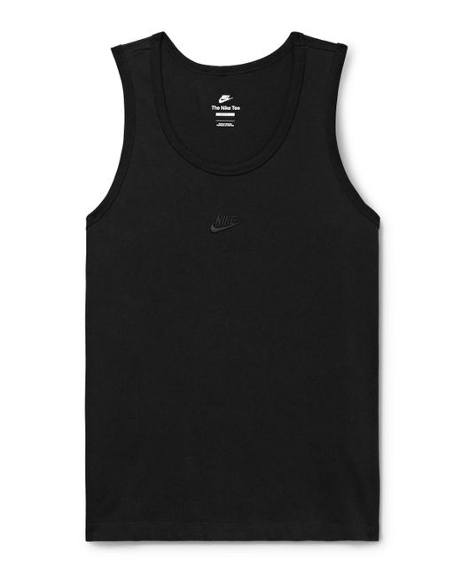 Nike Black Premium Essentials Logo-embroidered Cotton-jersey Tank Top for men