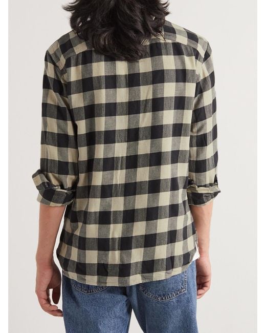 RRL Gray Matlock Checked Cotton And Linen-Blend Twill Shirt for men