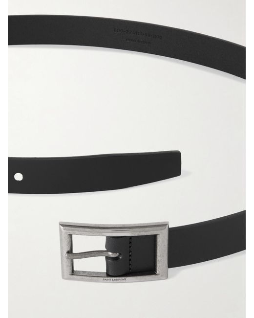 Saint Laurent Black 3cm Leather Belt for men