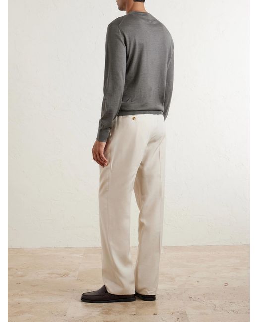 Zegna Gray Cashmere And Silk-Blend Sweater for men