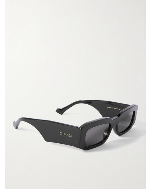 Occhiali da sole in acetato con montatura rettangolare di Gucci in Black da Uomo