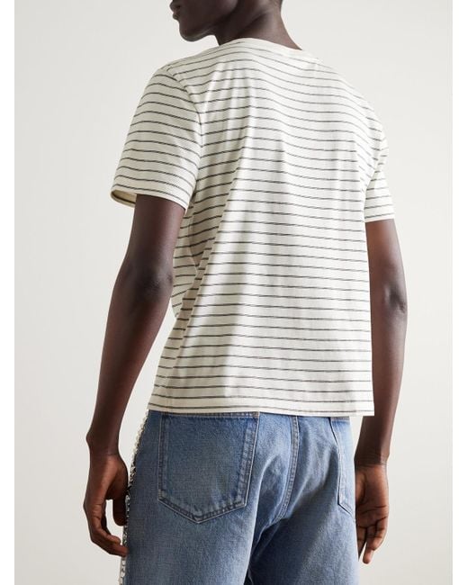 Céline Natural Triomphe Logo-embroidered Striped Cotton-jersey T-shirt for men
