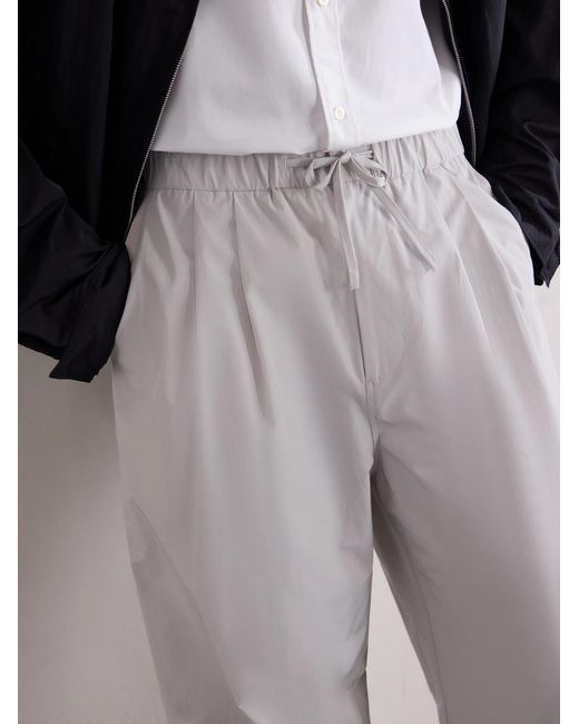 Amomento Gray Drawstring Straight-Leg Woven Trousers for men