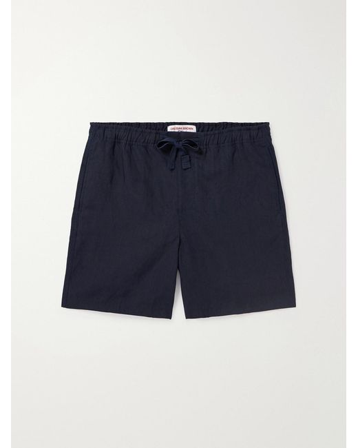 Orlebar Brown Blue Alex Straight-Leg Linen Drawstring Shorts for men