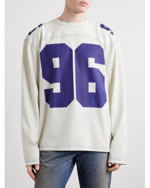 Acne Blue Exfold Printed Cotton-Jersey T-Shirt for men