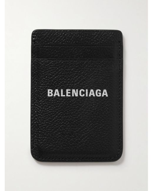 Balenciaga Black Logo-print Full-grain Leather Cardholder for men