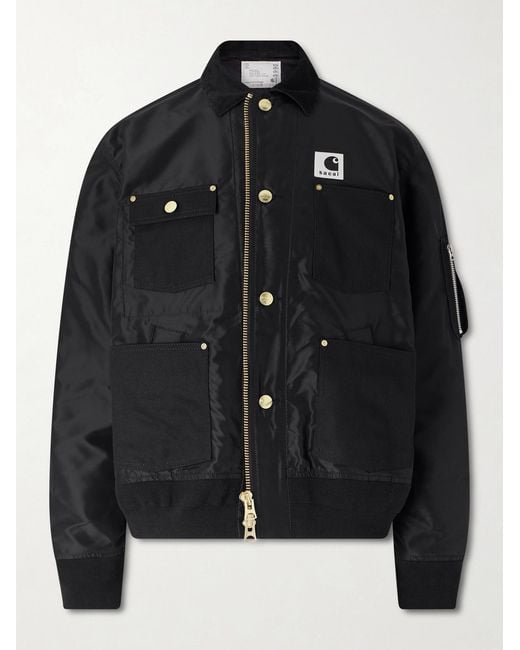 Sacai Black X Carhartt Corduroy-Trimmed Blouson Jacket for men