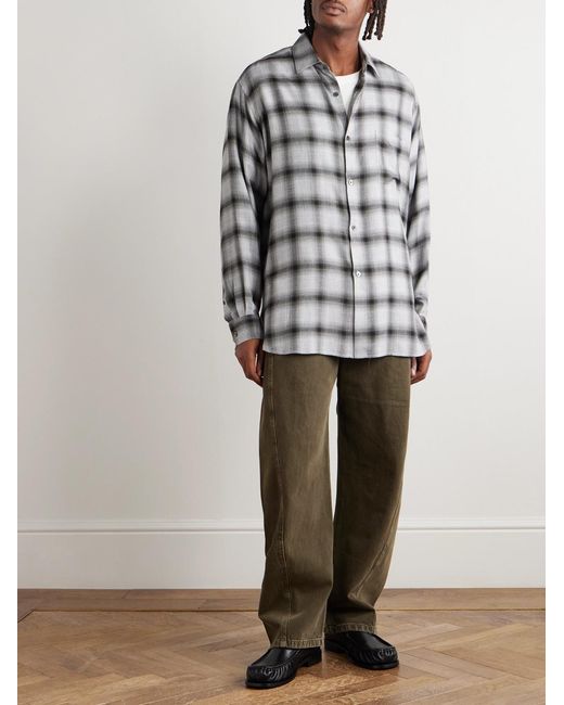 Checked Lyocell-Blend Shirt di Ssstein in Gray da Uomo