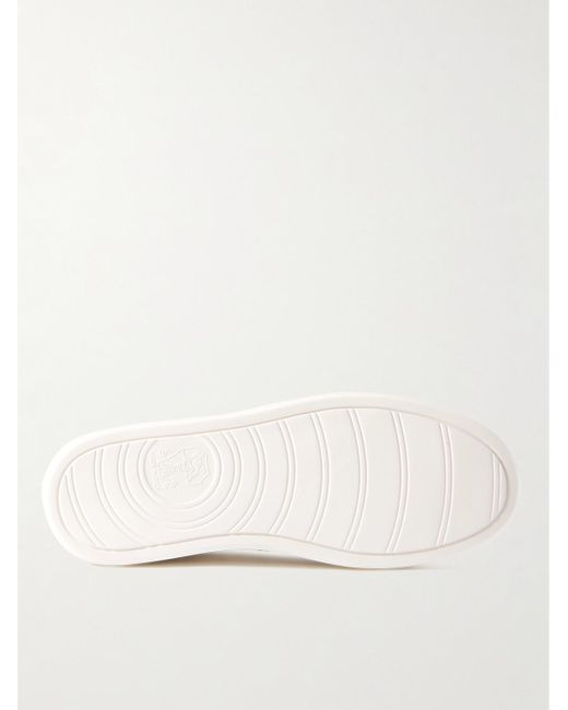 Brunello Cucinelli White Calfskin Trainers With Grain for men