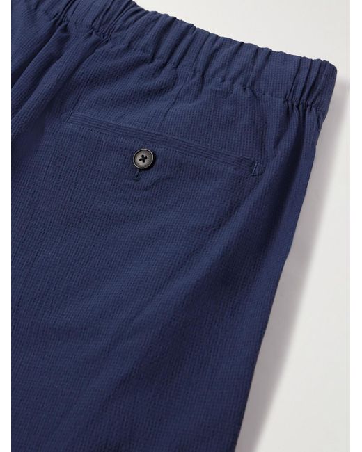Pantaloni a gamba dritta in misto cotone seersucker di Club Monaco in Blue da Uomo
