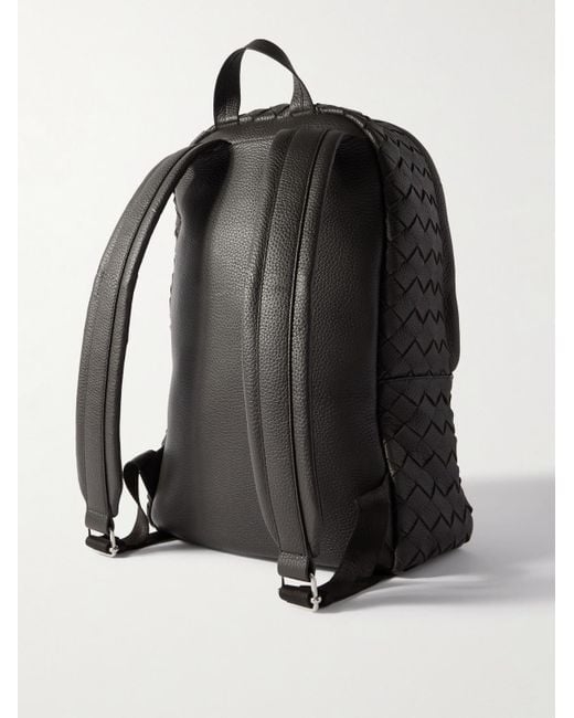 Bottega Veneta Black Intrecciato Full-grain Leather Backpack for men