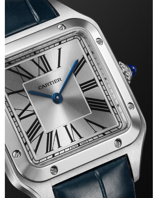 Cartier Black Santos-Dumont Small Stainless Steel Watch, Ref. Wssa0086 for men