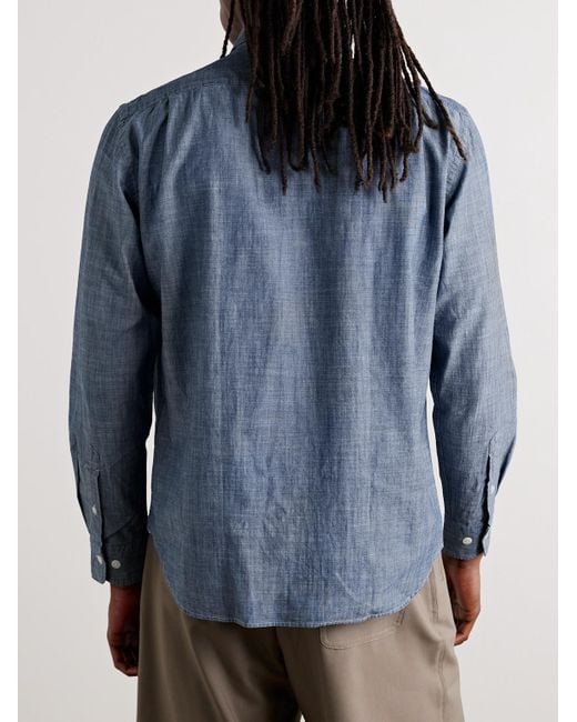 Hartford Blue Cotton-Chambray Shirt for men