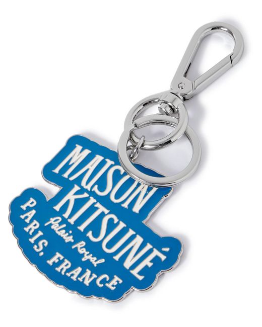 Maison Kitsuné Blue Palais Royal Silver-tone And Enamel Keyring for men