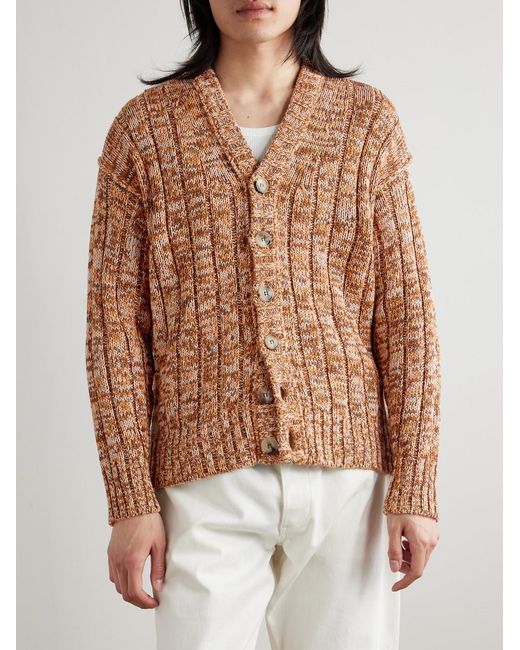 Federico Curradi Natural Ribbed Mulberry Silk Cardigan for men
