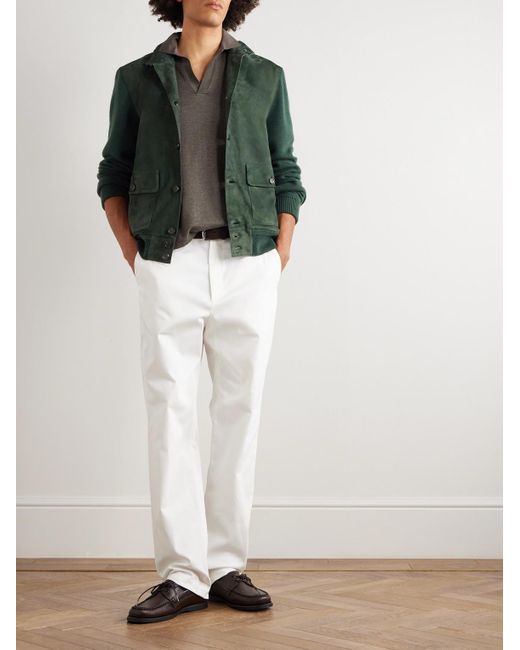 Ralph Lauren Green Suede-Panelled Cashmere Jacket for men