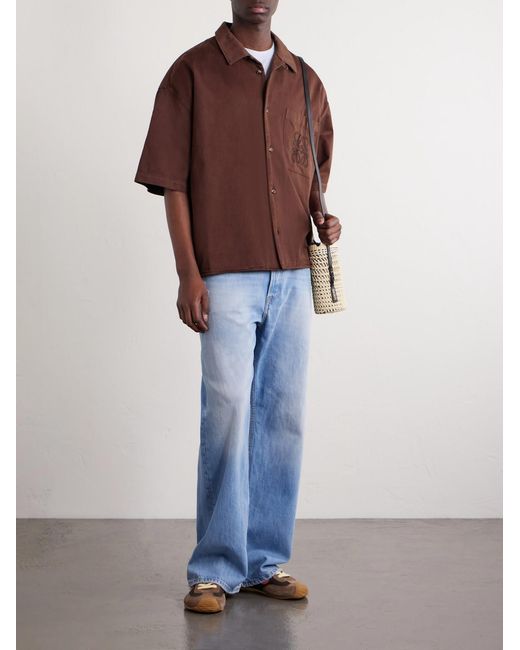 Loewe Brown Paula's Ibiza Logo-Embroidered Cotton Shirt for men