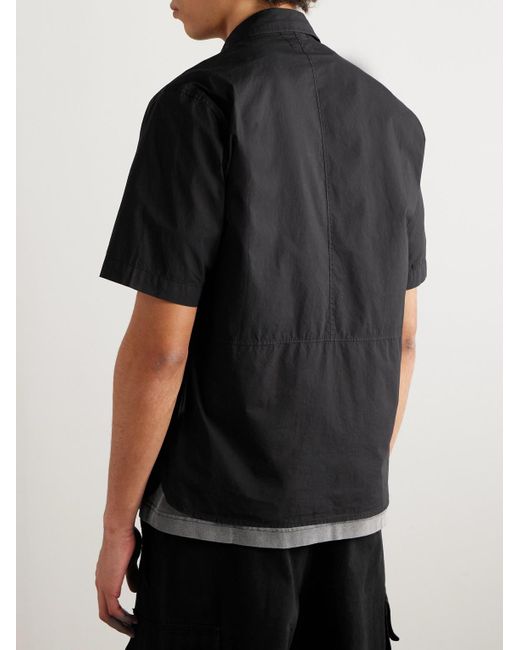 C P Company Black Logo-embroidered Cotton-poplin Shirt for men