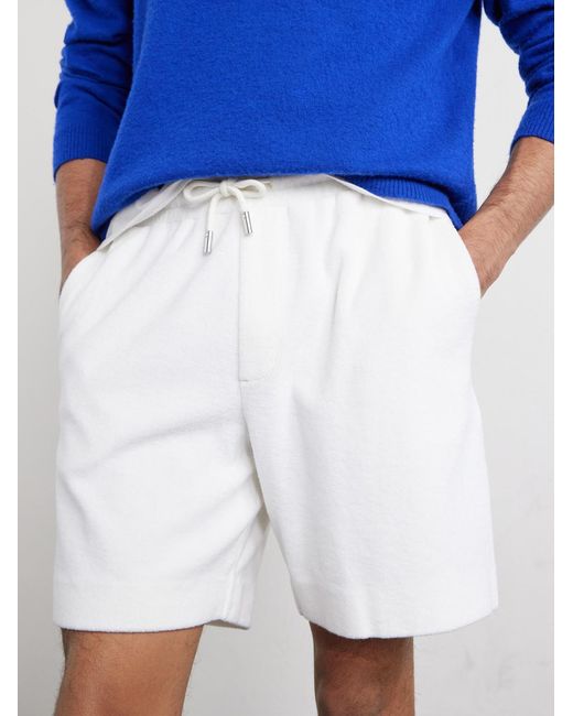 Mr P. White Straight-Leg Organic Cotton And Silk-Blend Terry Shorts for men