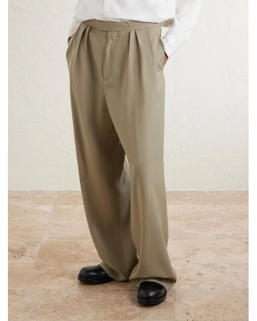 Dries Van Noten Natural Straight-Leg Wool And Mohair-Blend Twill Trousers for men