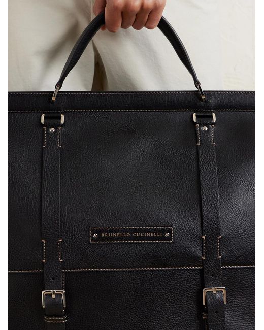 Brunello Cucinelli Black Full-grain Leather Weekend Bag for men