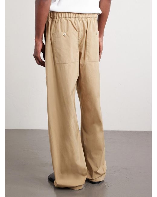 Jil Sander Natural Straight-leg Cotton Drawstring Cargo Trousers for men