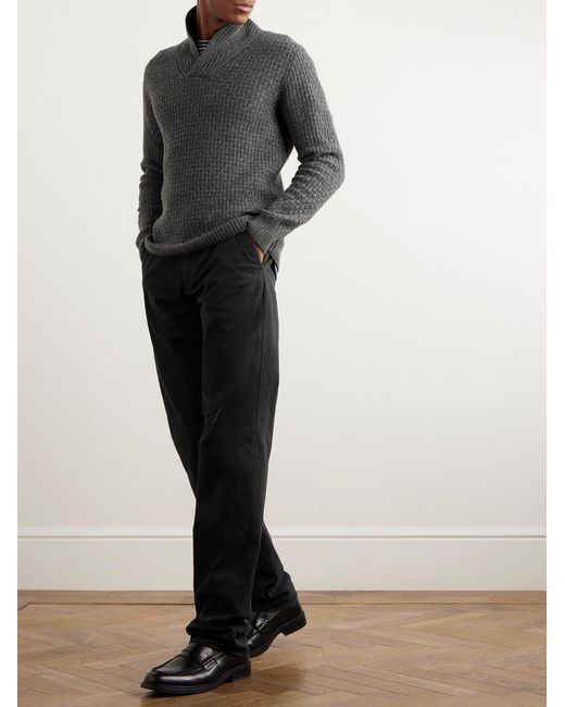 Slowear Black Tapered Stretch-Cotton Twill Trousers for men