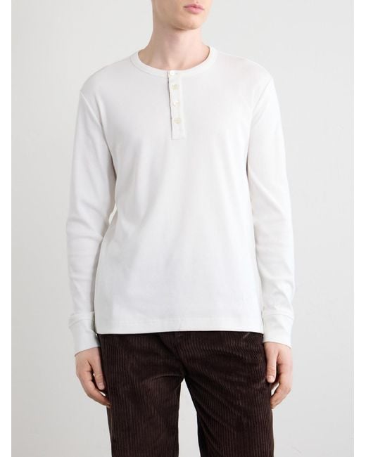 Burberry White Logo-Embroidered Ribbed Cotton-Blend Jersey T-Shirt for men