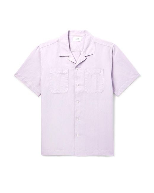 Mr P. Pink Michael 2 Convertible-Collar Cotton And Linen-Blend Twill Shirt for men