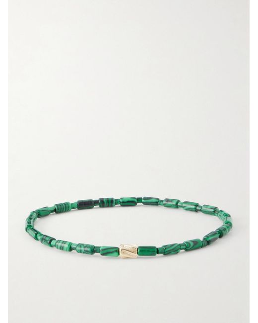 Luis Morais Green 14-Karat Agate Beaded Bracelet for men