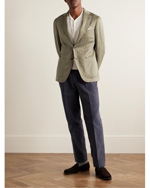 Brioni Green Linen And Silk-blend Blazer for men