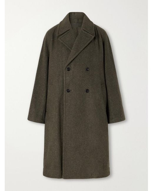 Lemaire Brown Double-Breasted Wool And Alpaca-Blend Felt Coat for men