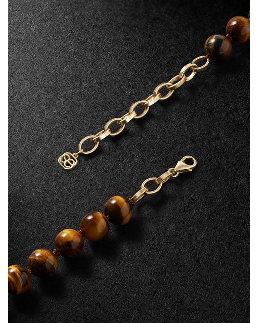 Sydney Evan Black 14-Karat, Tiger's Eye And Diamond Necklace for men