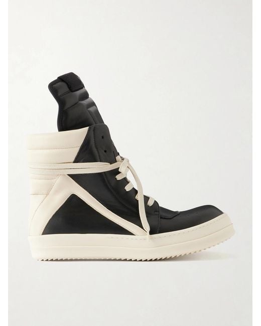 Rick Owens Metallic Geobasket Panelled Leather And Rubber Sneakers for men