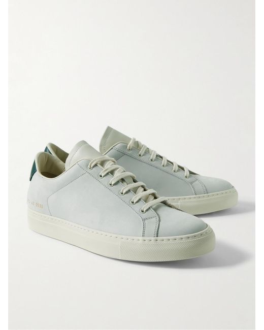 Common Projects White Retro Leather-trimmed Nubuck Sneakers for men