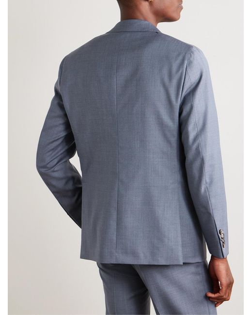 Caruso Blue Slim-Fit Wool Suit Jacket for men