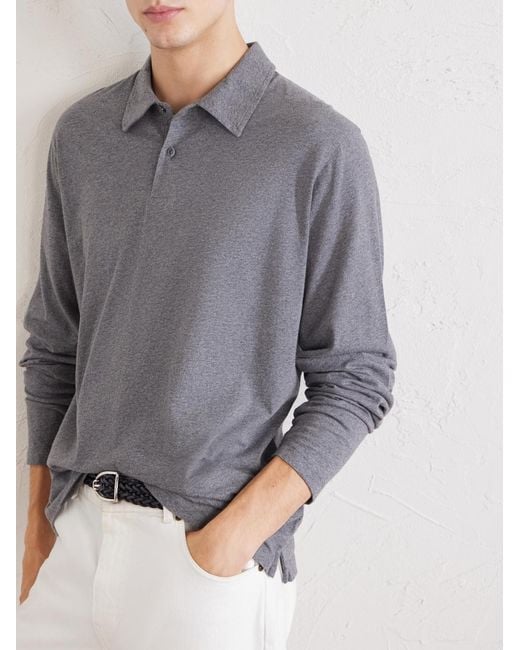 Hartford Gray Cotton-Jersey Polo Shirt for men