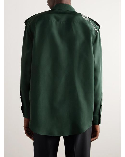 Burberry Green Printed Silk Shirt for men