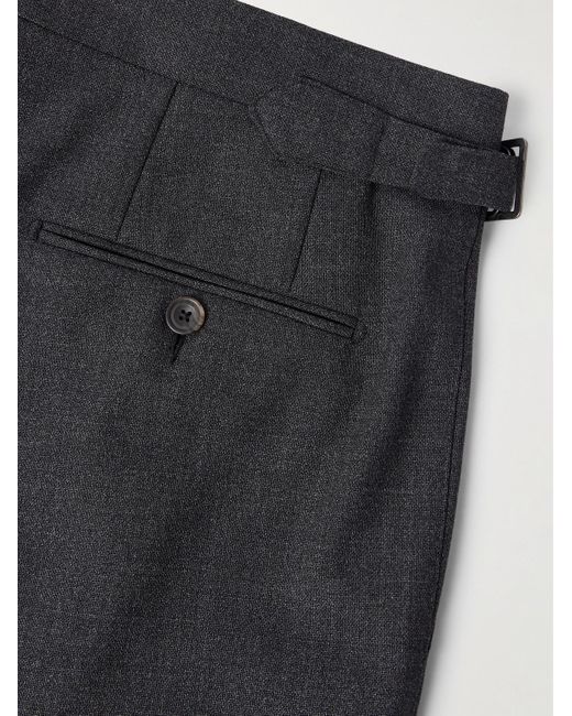 Thom Sweeney Blue Straight-Leg Peated Wool Trousers for men