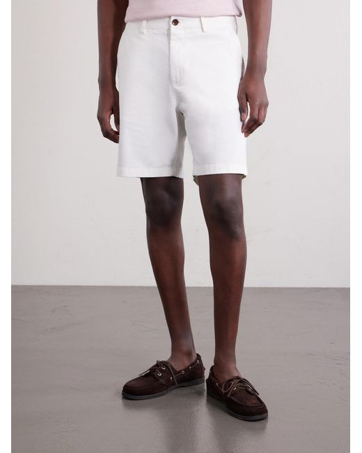 Mr P. White Straight-Leg Garment-Dyed Cotton-Blend Twill Bermuda Shorts for men
