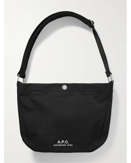 A.P.C. Black Journal Small Logo-Print Recycled-Nylon Messenger Bag for men