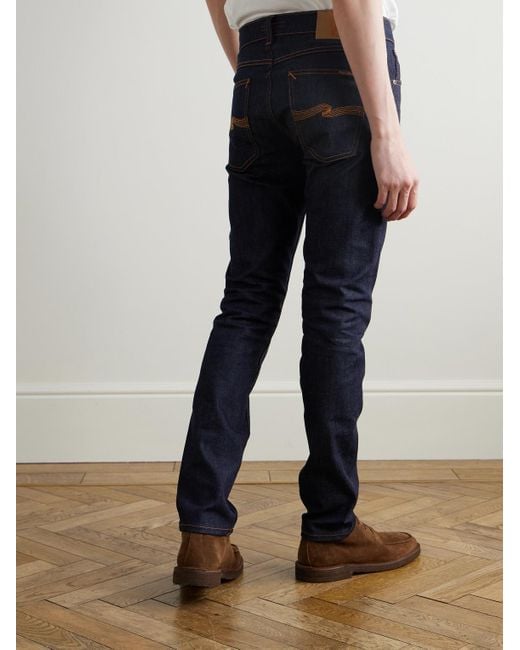 Nudie Jeans Blue Lean Dean Slim-fit Dry Organic Denim Jeans for men