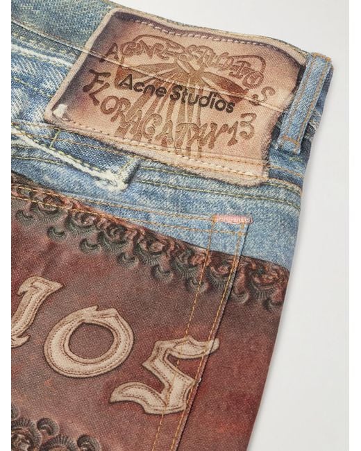 Acne Gray Trompe L'Oeil Straight-Leg Brushed Jeans for men