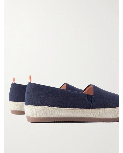 Mulo Blue Linen Espadrilles for men